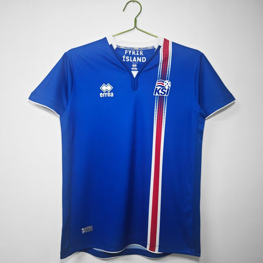 Retro Iceland Home Fans Football Jersey 2016/2017