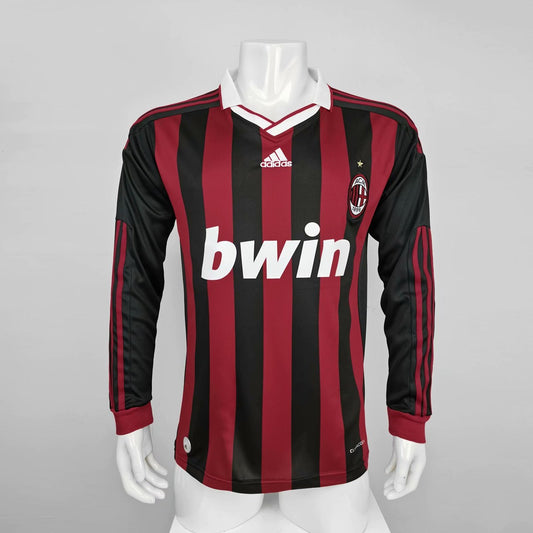Retro AC Home Long Sleeve1:1 Quality Football Jersey 2009/2010