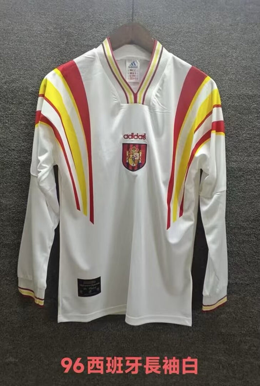 Retro Spain Away Long Sleeve Football Jersey 1996