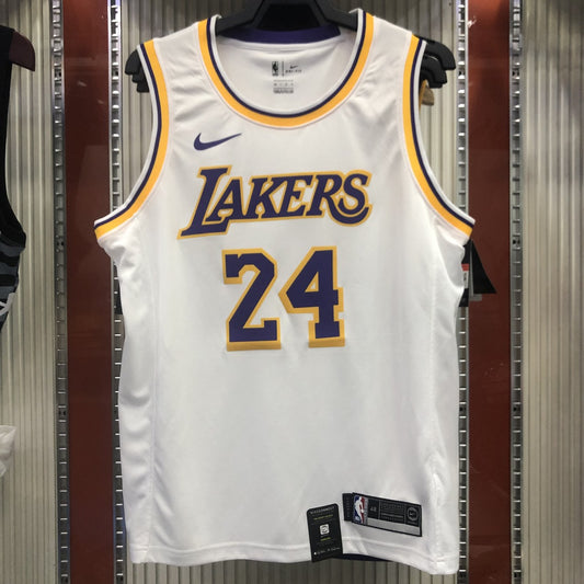 NBA Lakers Round Neck Vintage White 24 Kobe With Chip