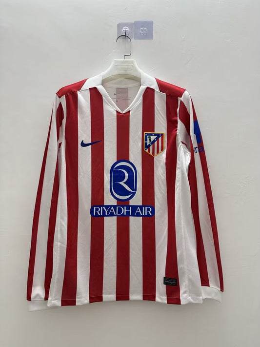 Atletico Madrid Home Long Sleeve Fans Football Jersey 2025/2026
