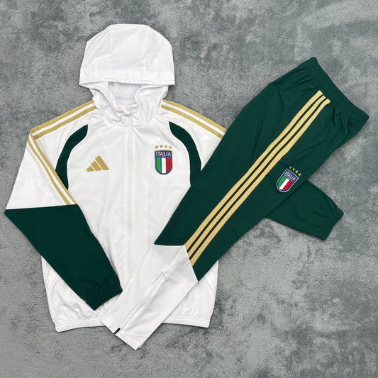Italy Windbreaker Sets With Pants White Football Jersey 2026/2027