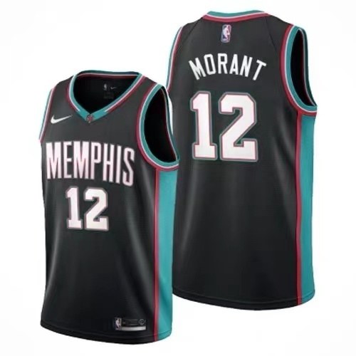 Memphis Grizzlies Retro Black #12 MORANT NBA Jerseys 2021