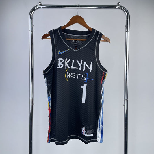 Brooklyn Nets Graffiti Black #1 BRIDGES NBA Season Jerseys