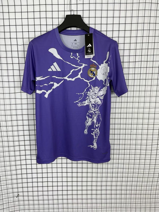 Real Madrid Marvel Avengers Special Edition Purple Fans Football Jersey 2025/2026