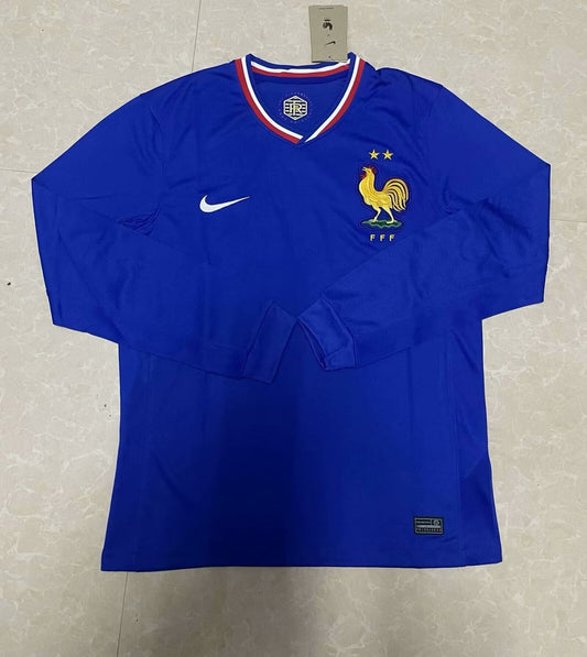 France Home Long Sleeve Fans Football Jersey 2024/2025