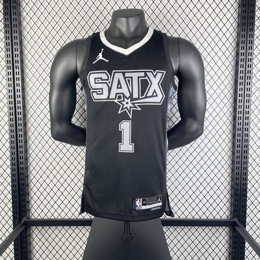 San Antonio Spurs Retro Black #1 WEMBANYAMA NBA Season Jerseys 2023