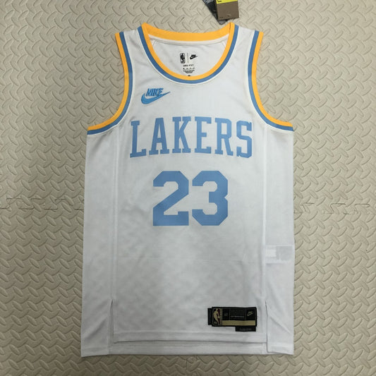 Los Angeles Lakers White 23 James Round Neck Retro NBA Jerseys 2023