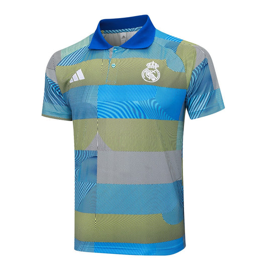 Real Madrid Polo Fans Green Stripe Inkjet Football Jersey 2025/2026