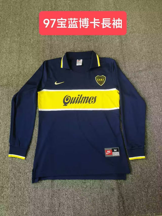 Retro Boca Juniors Home Long Fans Football Jersey 1997