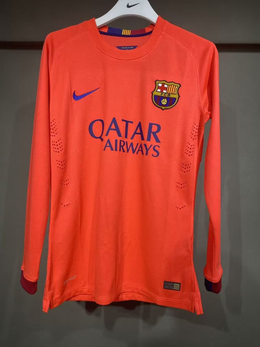 Retro Barcelona Away Long Sleeve Player Football Jersey 2014/2015