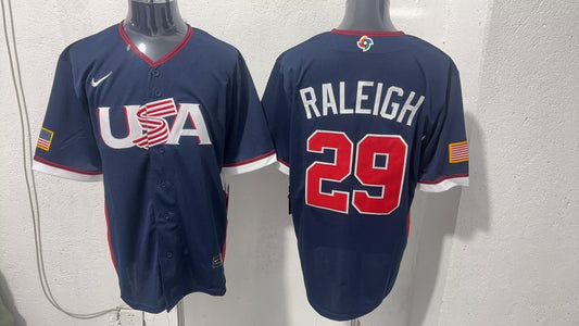 MLB USA Blue #29 RALEIGH Baseball Jerseys World Cup