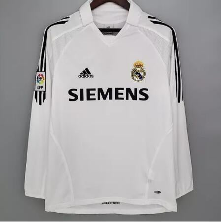 Retro Real Madrid Home Long Sleeve1:1 Quality Football Jersey 2005/2006
