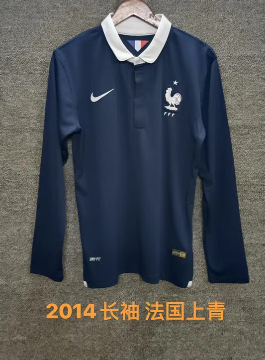 Retro France Long Home Football Jersey 2014