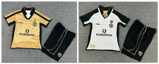 Retro Manchester United Kids Two-sided Away 100 Year Football Jersey 2001/2002