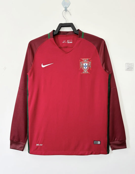 Retro Portugal Long Home Football Jersey 2016