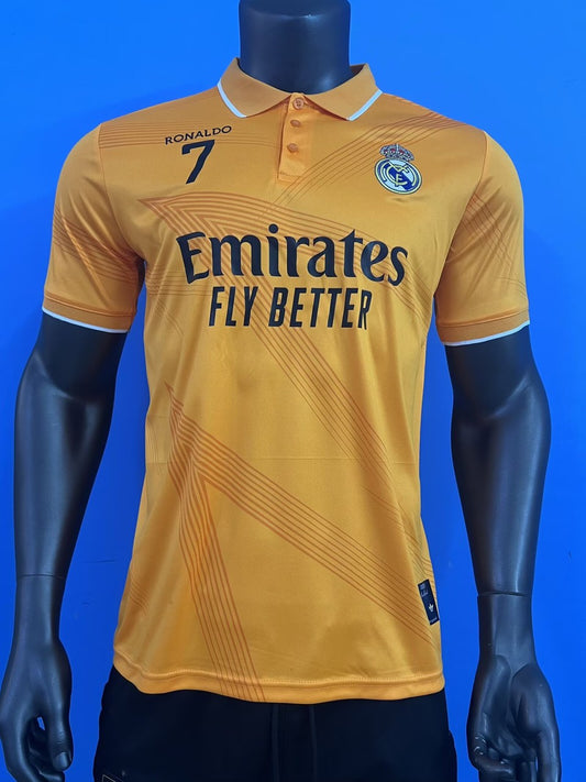 Real Madrid Polo Fans Orange #7 RONALDO Football Jersey 2025/2026