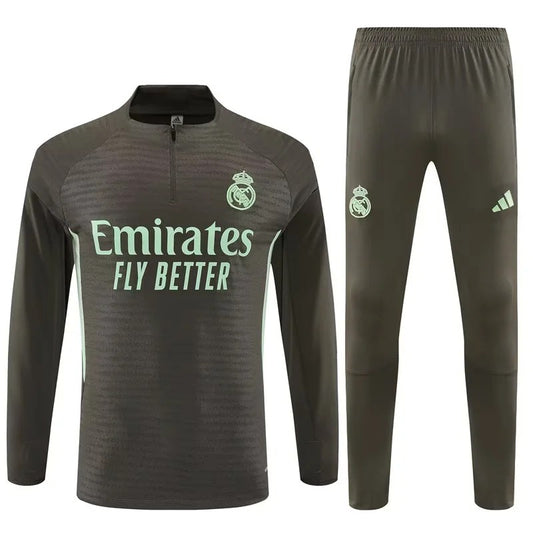 Real Madrid Player Training Tracksuit Khaki (Kids And Man ) 2025/2026