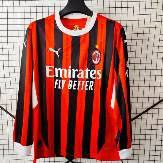 AC Milan Home Long Sleeves Fans Football Jersey 2024/2025