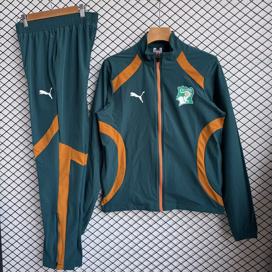 Ivory Coast Windbreaker Sets With Pants Green Football Jersey 2026/2027