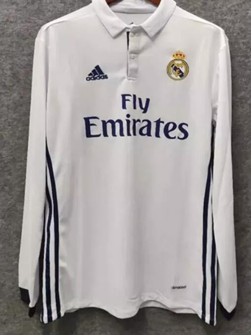 Retro Real Madrid Home Long Sleeve Football Jersey 2016/2017