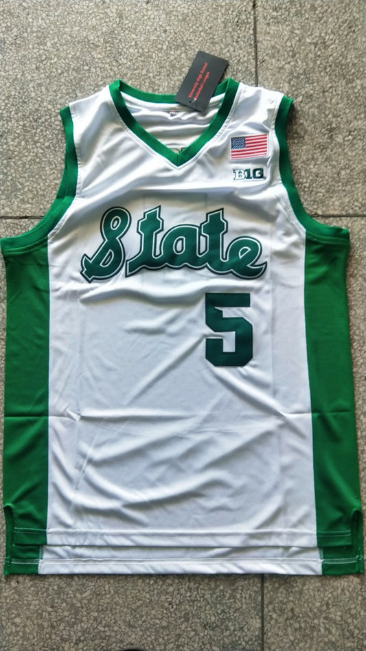 NBA Michigan Spartans #5 White University Shirt