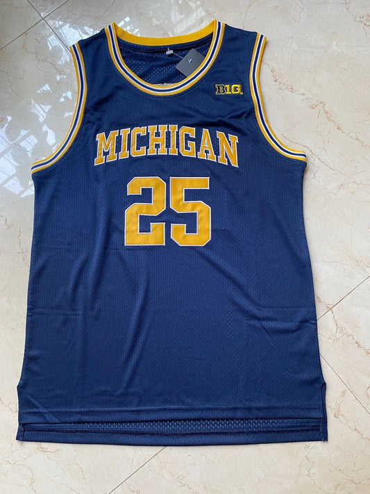 NCAA University Of Michigan # 25 Juwan Howard Dark Blue Jersey