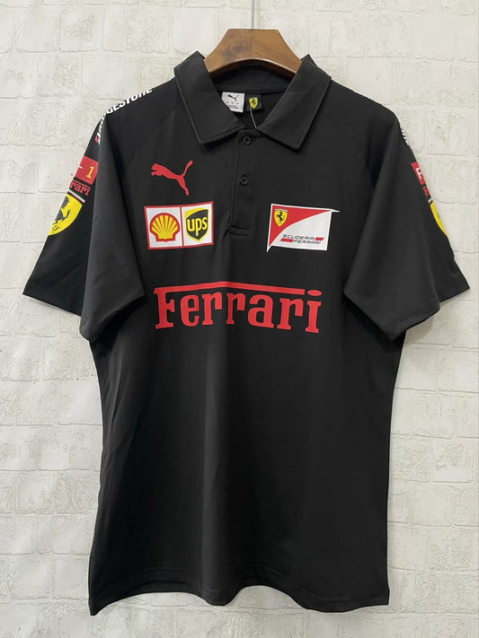 F1 Ferrari Black Polo Short Sleeve Racing Suit 2026