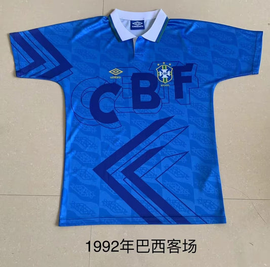 Retro Brazil Away Fans Football Jersey 1992