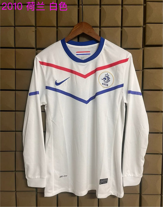Retro Netherlands Long Sleeve Away Football Jersey 2010