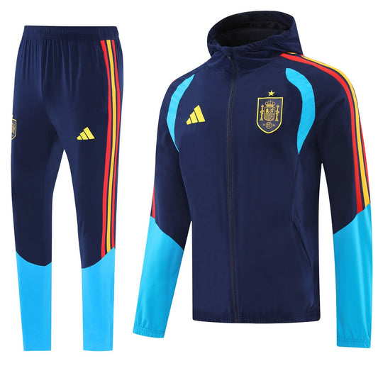 Spain Windbreaker Sets With Pants Blue Football Jersey 2026/2027