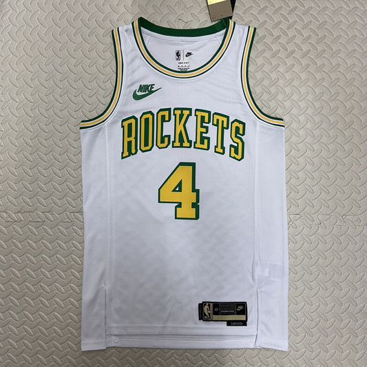 Houston Rockets Retro White #4 GREEN NBA Season Jerseys 2023