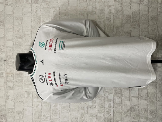 F1 Mercedes White Long Sleeve Racing Suit 2025