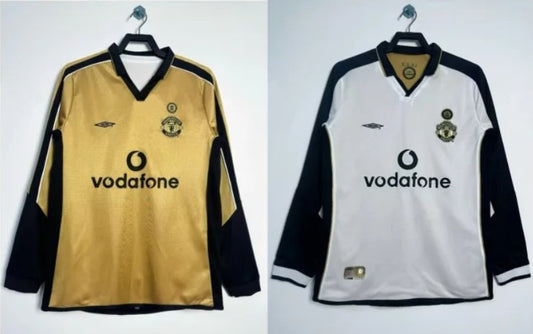Retro Manchester United Long Two-sided Away 100 Year Football Jersey 2001/2002