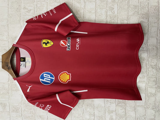 F1 Ferrari Red Round Neck Short Sleeve Racing Suit 2025