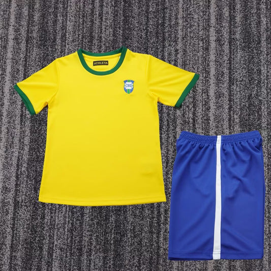 Retro Brazil Home Kids Football Jersey 1970