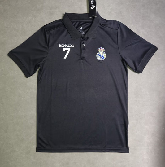 Real Madrid Polo Fans Black #7 RONALDO Football Jersey 2025/2026