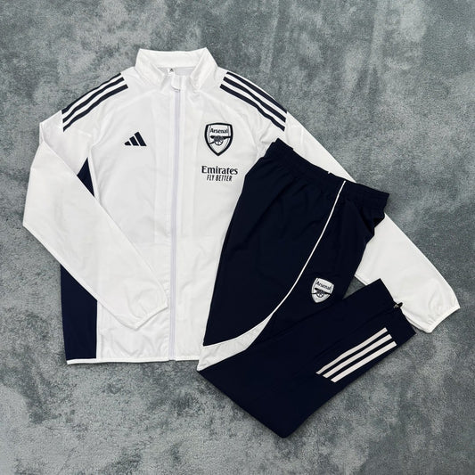 Arsenal Windbreaker Sets With Pants White Football Jersey 2025/2026