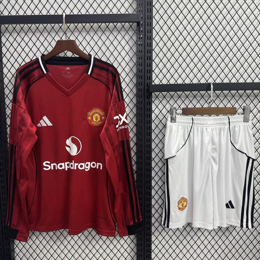 Manchester United Long Home With Pants Sets Fans Black Football Jersey 2025/2026