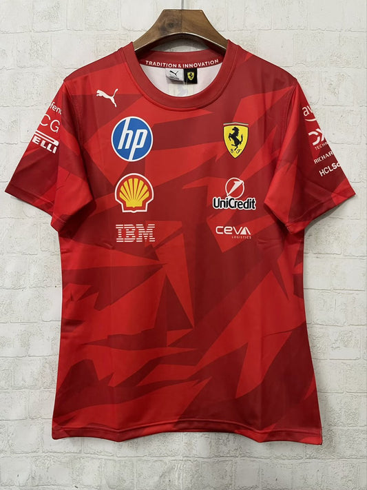 F1 Ferrari Red Round Neck Short Sleeve Racing Suit 2025