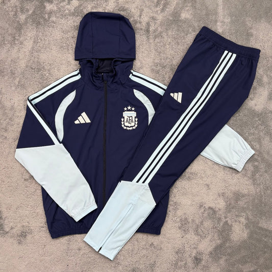 Argentina Windbreaker Sets With Pants Blue Football Jersey 2026/2027