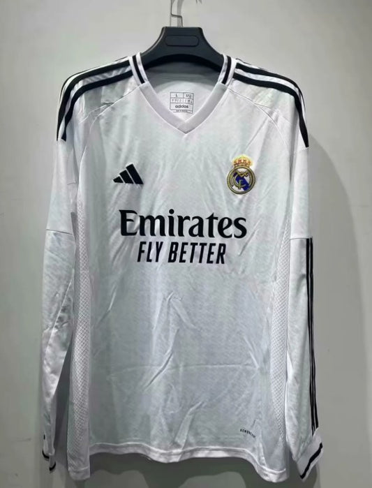 Real Madrid Home Long Sleeve Fans Football Jersey 2024/2025