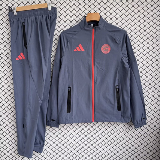 Bayern Munich Windbreaker Sets With Pants Grey Football Jersey 2025/2026