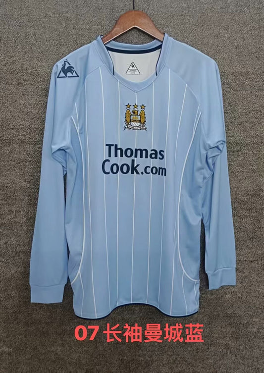 Retro Manchester City Long Home Football Jersey 2007/2008