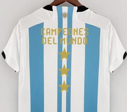 Argentina Home Fans 3 Stars Football Jersey 2022