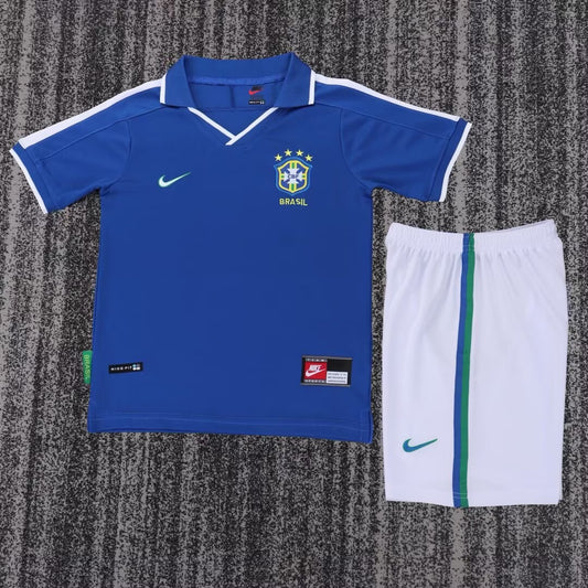 Retro Brazil Away Kids Fans Football Jersey 1997