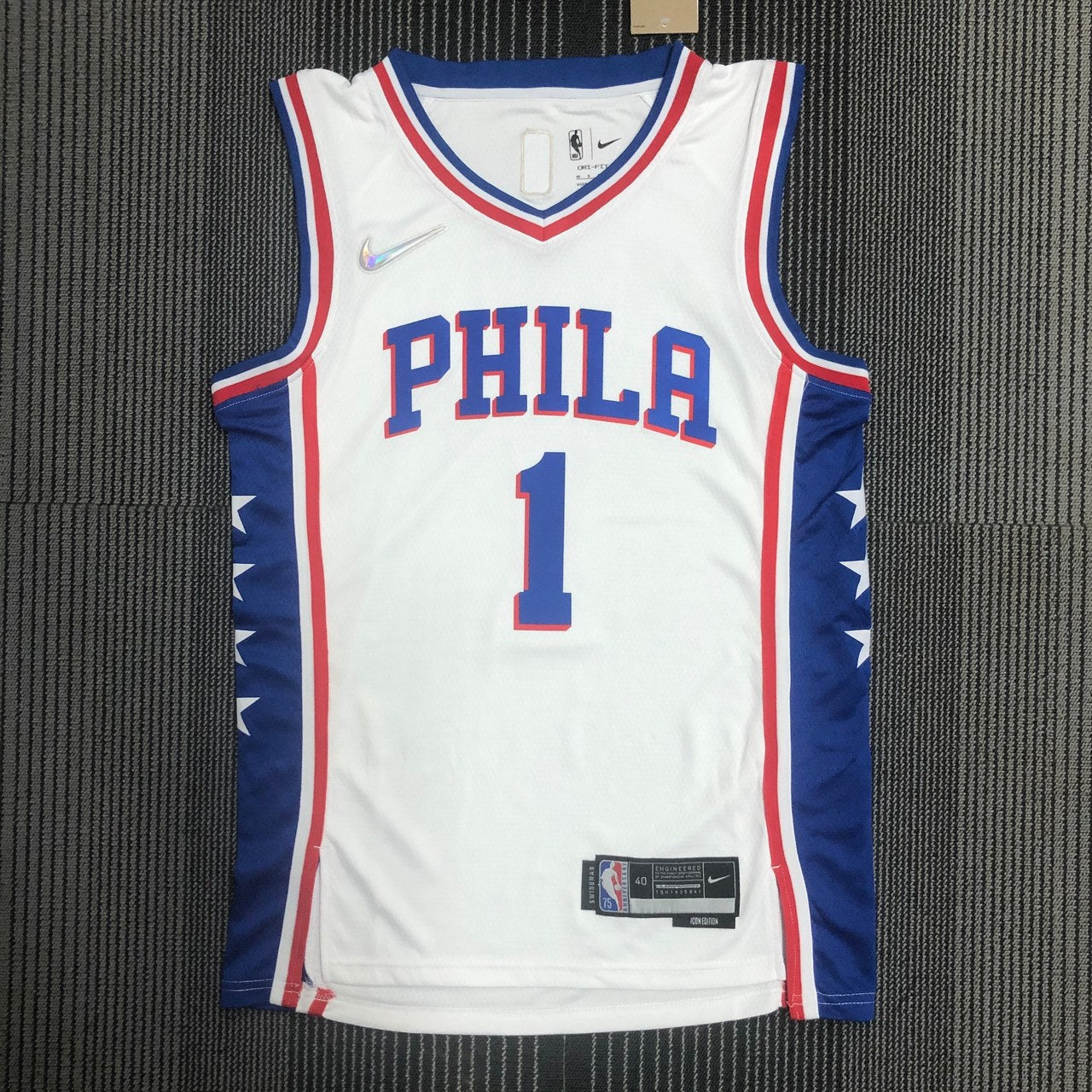 Philadelphia 76Ers White #1 HARDEN NBA Season Jerseys 75 Year