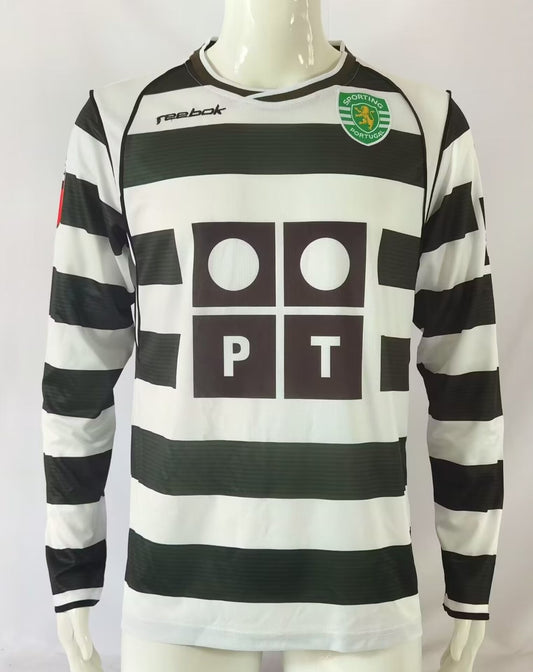 Retro Sporting Lisbon Long Sleeve Home Football Jersey 2001/2003