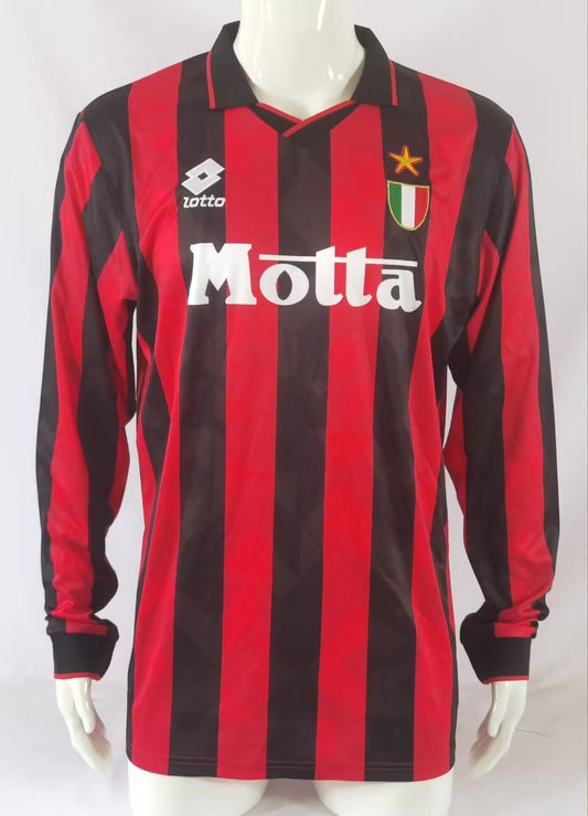Retro AC Milan Home Long Sleeve Football Jersey 1993/1994