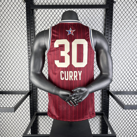 Golden State Warriors Red All-Star #30 GREEN NBA Season Jerseys 2024